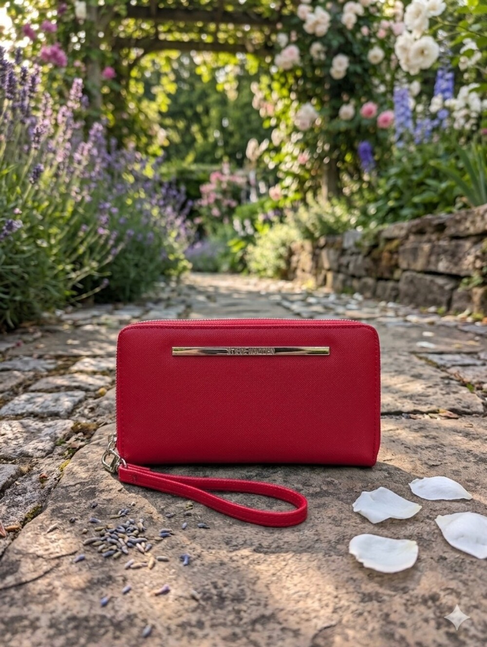 Steve Madden Zip Around Wallet Wristlet Red Clutch Bag Bzippy (EUC)